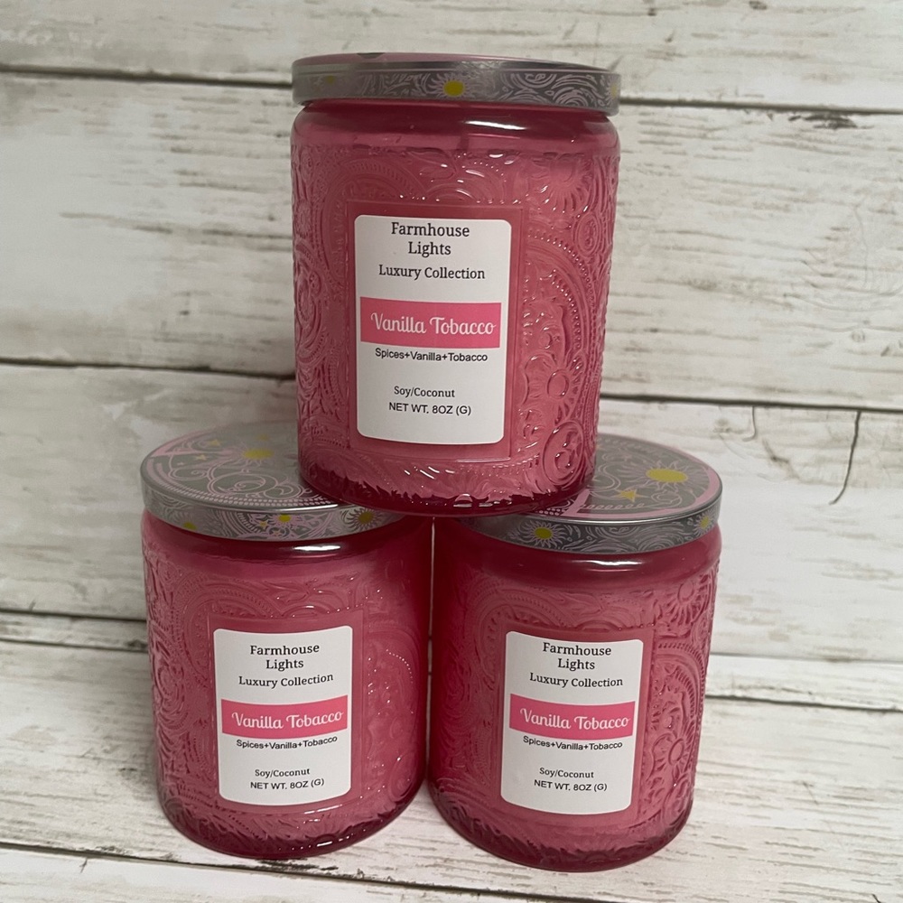Handmade luxury soy/coconut candle vanilla tobacco